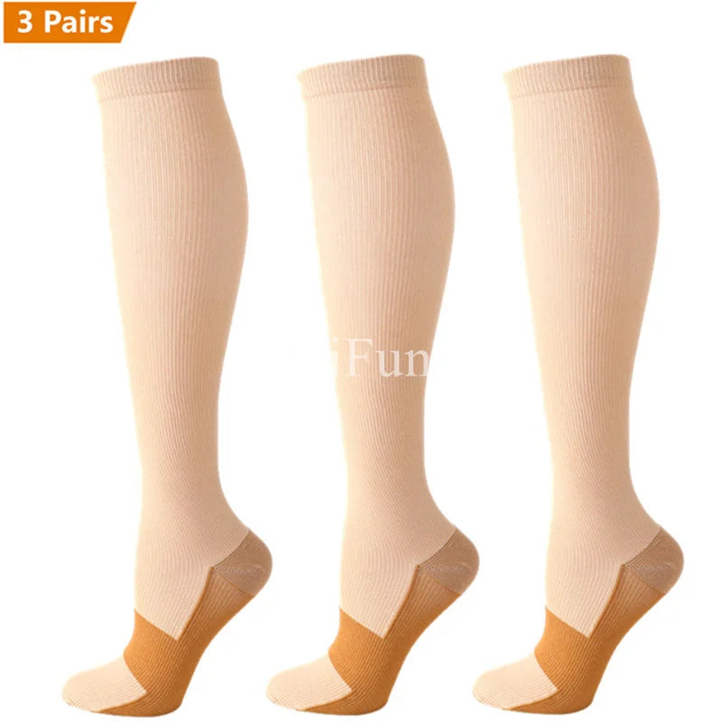 Lot de 3 Paires de Chaussettes de Compression en Cuivre Unisex