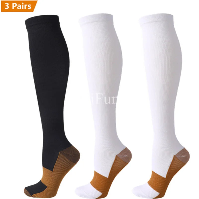 Lot de 3 Paires de Chaussettes de Compression en Cuivre Unisex