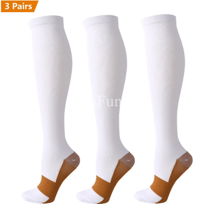 Lot de 3 Paires de Chaussettes de Compression en Cuivre Unisex