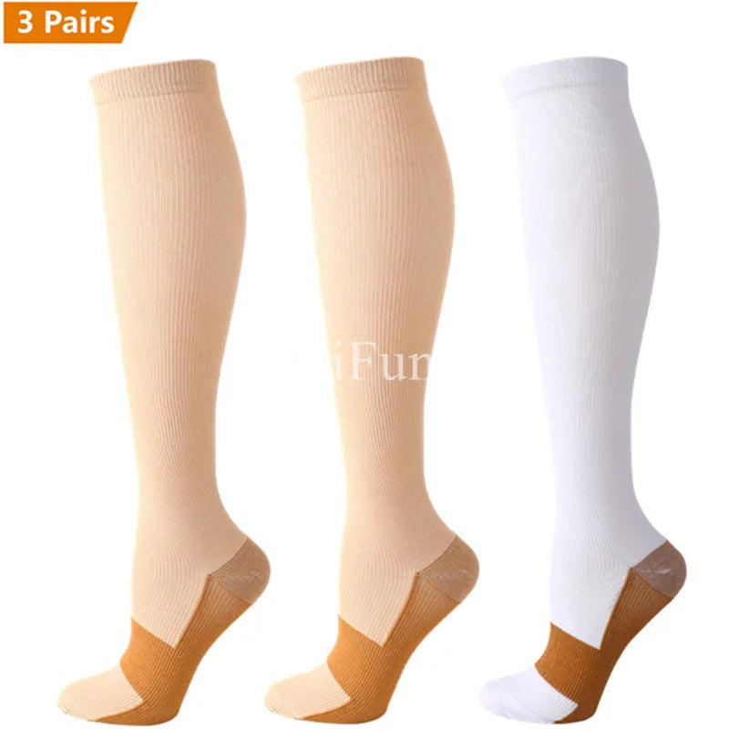 Lot de 3 Paires de Chaussettes de Compression en Cuivre Unisex