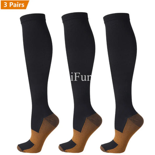 Lot de 3 Paires de Chaussettes de Compression en Cuivre Unisex