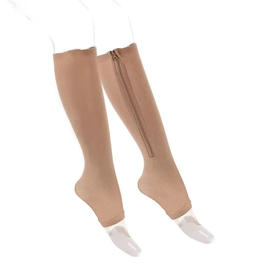 Bas de Compression – Pour Femmes - Chaussettes Longues avec Fermeture Éclair, Soutien Professionnel des Jambes, Idéales pour le Sport et le running ou pour un confort optimal au bureau.
