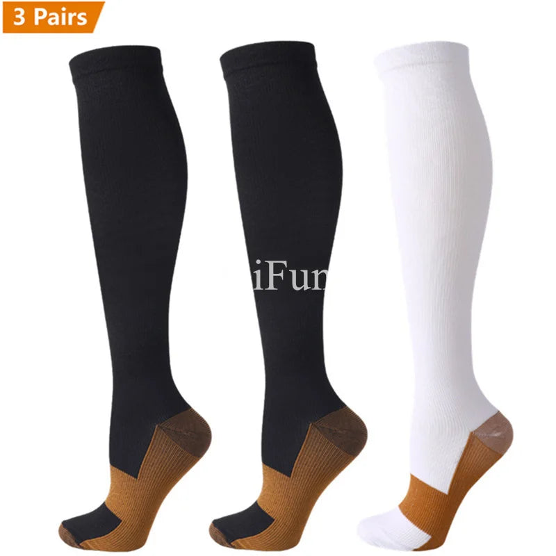 Lot de 3 Paires de Chaussettes de Compression en Cuivre Unisex