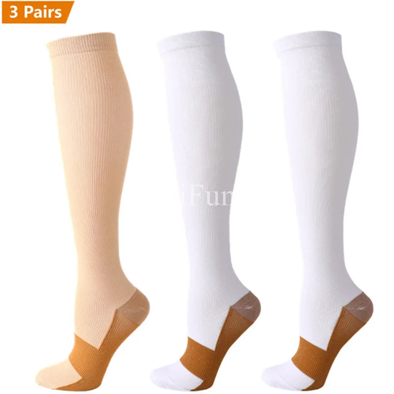 Lot de 3 Paires de Chaussettes de Compression en Cuivre Unisex